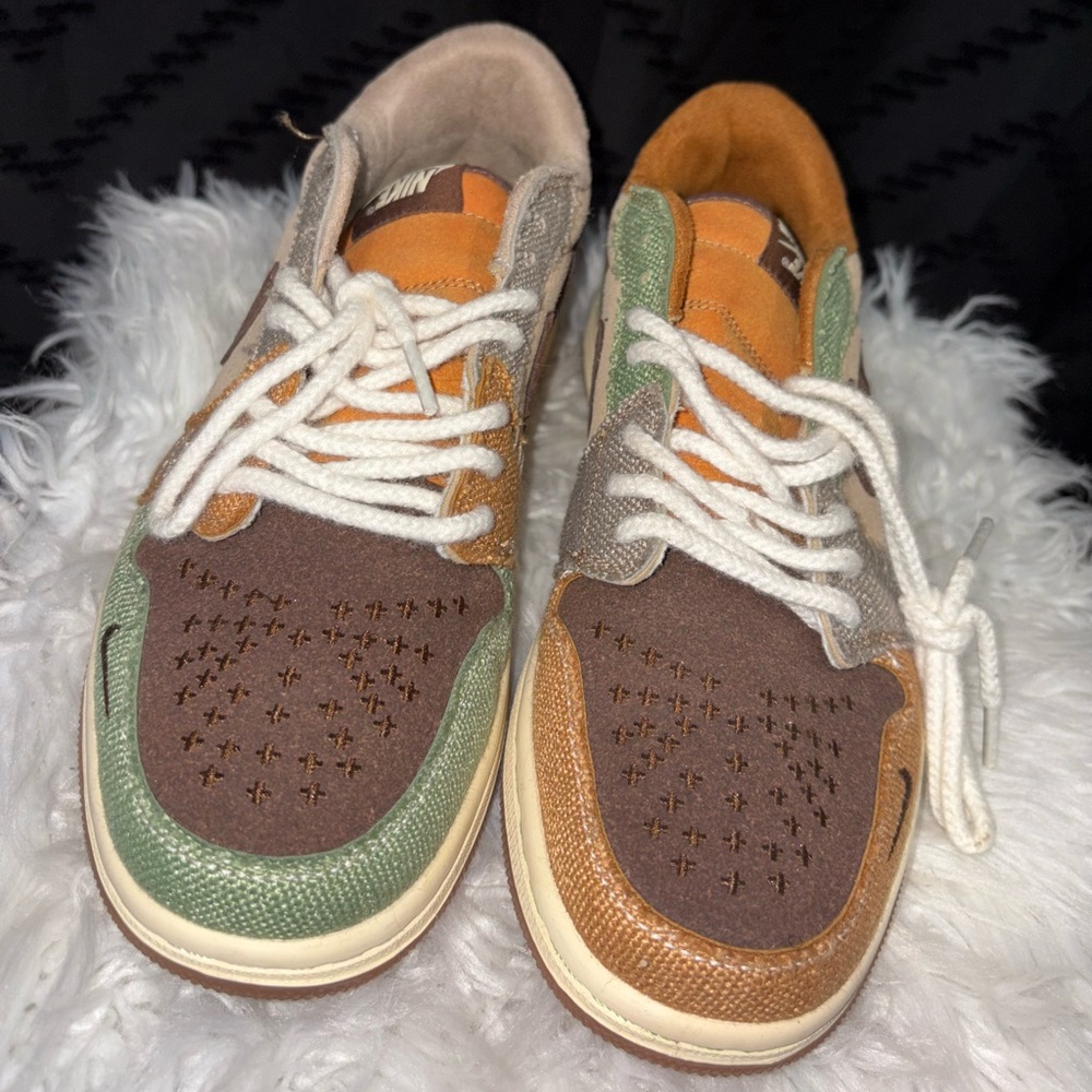 Men's Casual Green Brown Low-Top Sneakers
